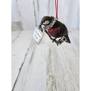 Bird tinsel silver garland ornament Xmas tree wishes glitter